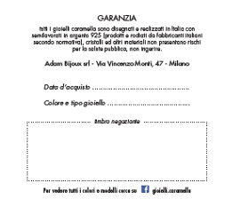 certificato di garanzia gioiello Caramella