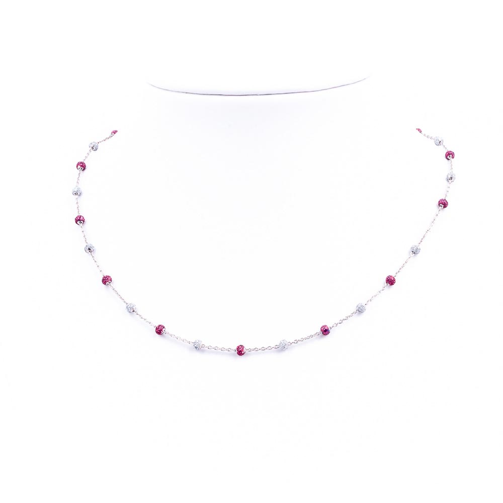 collana smalti fucsia-bianco-glitter argento-925